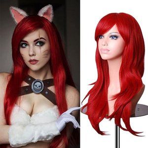 SMILCO Red Wig Long Wavy Halloween / Cosplay 28"